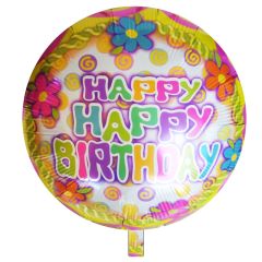 Μπαλόνι 18 ιντσών λουλουδάκια Happy birthday ND