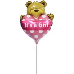 Μπαλόνι minishape αρκουδάκι με καρδιά Girl ND 