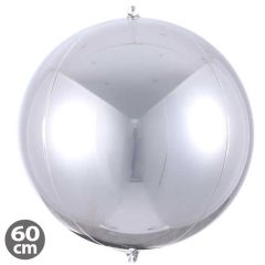 Μπαλόνια foil ασημί 4D στρογγυλά 60 εκατοστών 