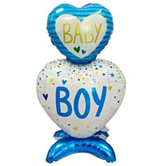 Balloon Baby Boy Heart StandUp 115cm