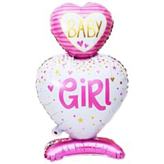 Balloon Baby Girl Heart StandUp 115cm