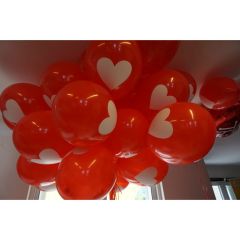 Μπαλόνια 12 ιντσών κόκκινα τυπωμένα με καρδιά σε 2 πλευρές 50 τεμάχια