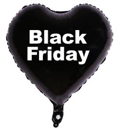 Μπαλόνια Black Friday, καρδιά μαύρη 18 ιντσών