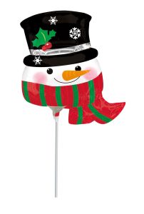 Μπαλόνι foil minisahape Anagram χιονάνθρωπος με κασκόλ και καπέλο μαύρο