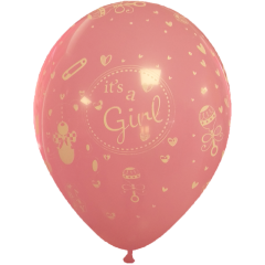 Μπαλόνια 12 ιντσών ροζ τυπωμένα It's a girl New (100 τεμάχια)