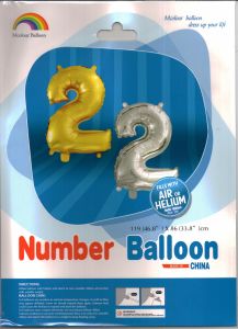 Μπαλόνια foil Jumbo ασημί αριθμός 2 (1 μέτρο)