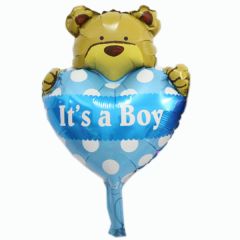 Μπαλόνι minishape αρκουδάκι με καρδιά Boy ND 