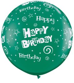 Qualatex Μπαλόνι 3 feet Happy Birthday πράσινο τεμάχιο ND