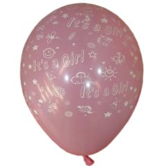 Μπαλόνια 12 ιντσών ροζ τυπωμένα It's a girl (100 τεμάχια)