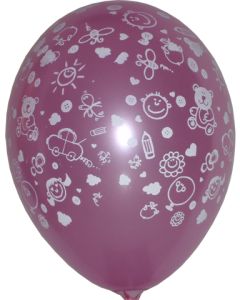 Μπαλόνια 12'' τυπωμένα ροζ με αρκουδάκια (γέννησης)
