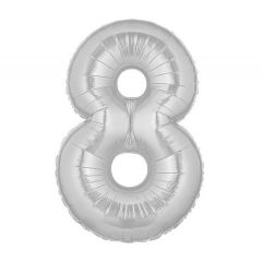 Μπαλόνια foil ασημί νούμερο 8, για φούσκωμα με αέρα