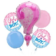 Gender Reveal Μπαλόνια με Ερωτηματικό Ροζ - Σετ 5 τεμαχίων