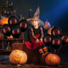Μπαλόνια τρομακτικά Happy Halloween μαύρα 12 ιντσών 15 τεμάχια