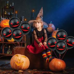 Μπαλόνια 12 ιντσών μαύρα με τυπωμένο Halloween Smile σε 1 πλευρά 50 τεμάχια ΣΥΣΚΕΥΑΣΜΕΝΑ