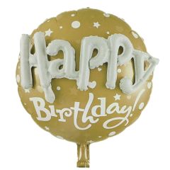 Balloons Happy birthday word gold multiballoon 58cm