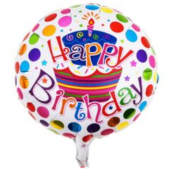 Μπαλόνι 18 ιντσών στρογγυλό Happy Birthday τούρτα