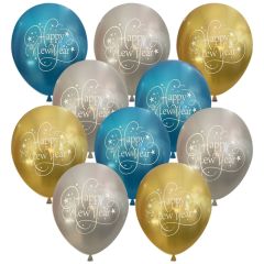 Μπαλόνια 12 ιντσών τυπωμένα Happy New Year 15 τεμάχια περλέ ΣΥΣΚΕΥΑΣΜΕΝΑ ND