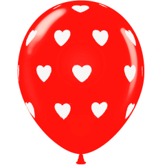 Μπαλόνια 12 ιντσών τυπωμένο με καρδιές All Around (100 τεμάχια)