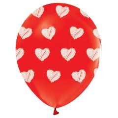 Μπαλόνια 12,5'' κόκκινα με καρδιές (100 τεμάχια)