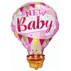 Μπαλόνια αερόστατο ροζ New Baby 83 εκατοστά, Flexmetal
