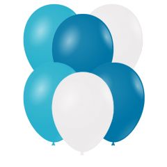 Μπαλόνια 10 ιντσών γαλάζιο-λευκό-μπλε 15 τεμάχια