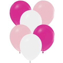 Μπαλόνια 12,5" ματ ροζ-λευκά-φούξια (15 τεμάχια)