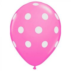 Μπαλόνια 12 ιντσών ροζ με πουά (100 τεμάχια)