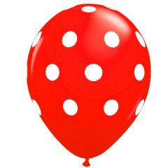 Μπαλόνια 12 ιντσών πουά κόκκινα (100 τεμάχια)