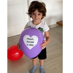Μπαλόνι 12 ιντσών τυπωμένα με καρδιά γράψε το μήνυμά σου (15 τεμάχια)