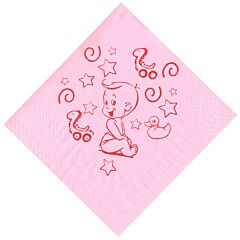 Χαρτοπετσέτες ροζ τυπωμένες με μωράκι & σχέδια (100 Τεμάχια)