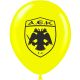 Μπαλόνια 12 ιντσών κίτρινα τυπωμένα ΑΕΚ (15 τεμάχια)