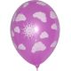 Μπαλόνια 12 ιντσών ροζ τυπωμένα με συννεφάκια-ήλιο all around (100 τεμάχια)