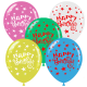 Μπαλόνια 30cm Happy Birthday all around εκτύπωση σε 5 χρώματα (15 τεμάχια σε συσκευασία)