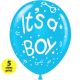 Μπαλόνια 12 ιντσών γαλάζια It's a Boy κουδουνίστρες (100 τεμάχια) 5 πλευρές εκτύπωση