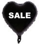 Μπαλόνια SALE, καρδιά μαύρη 18 ιντσών  