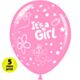 Μπαλόνια 12 ιντσών It's a Girl αρκουδάκι (100 τεμάχια) 5 πλευρές εκτύπωση
