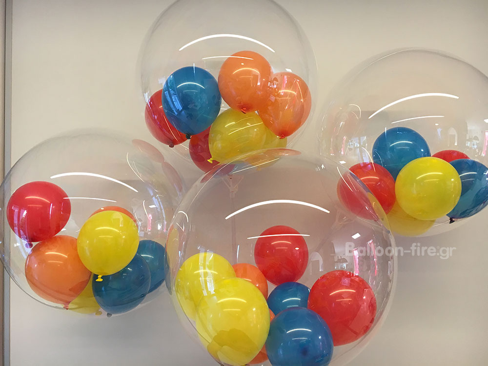 Μπαλόνια διάφανα bubble με μπαλόνια μέσα γεμισμένα