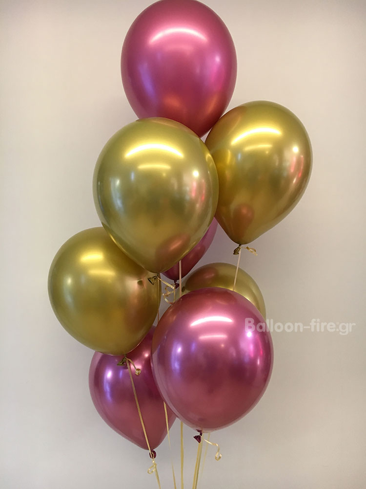Μπαλόνια μπουκέτο με chrome balloons