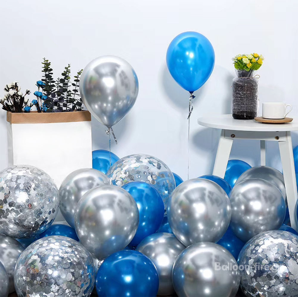 Μπαλόνια chrome και μπαλόνια bubble με κομφετί