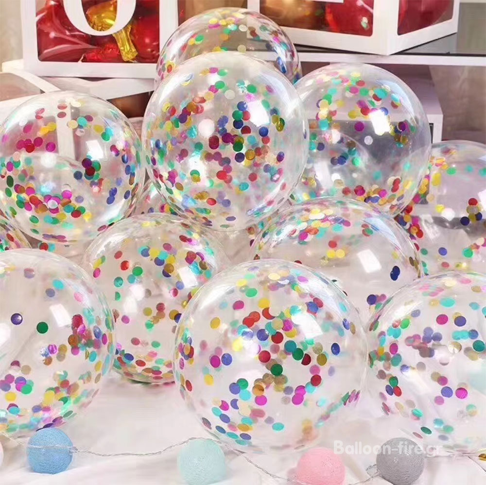 Μπαλόνια bubble γεμισμένα με κομφετί σε διάφορα χρώματα